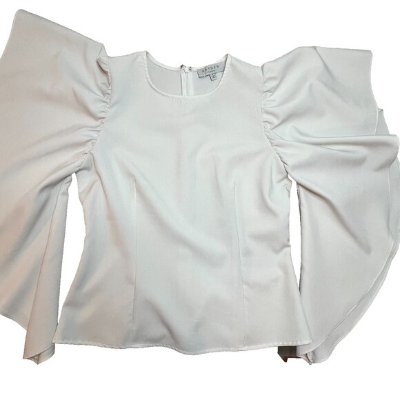 HAYDEN Blouse Womens M Ivory White Butterfly Sleeve Princess Seam Formal - Picture 12 of 16